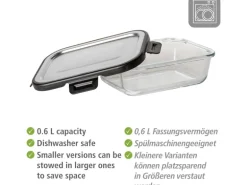 Wenko Glas Frischhaltedose Steel Black Outdoor Kitchen 0,6 l