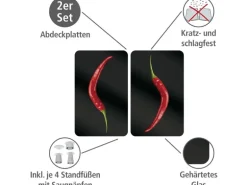 Wenko Herdabdeckplatten Universal Hot Peperoni 2er-Set Mehrfarbig