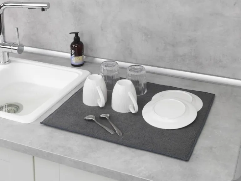 Wenko Mikrofaser Abtropfmatte Miko 47 cm x 40 cm Grau