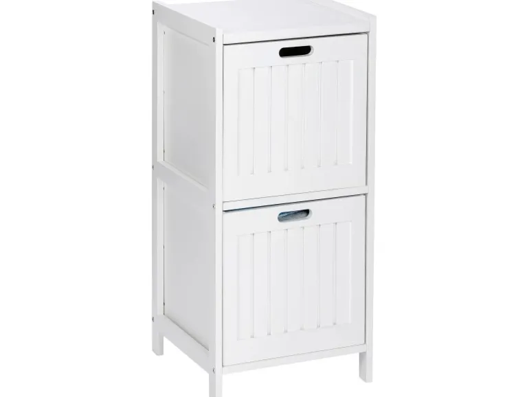 Wenko Regal Oslo Echtholz Weiß 2 Schubladen 76 cm x 36 cm x 36 cm