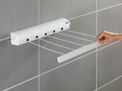 Wenko Wand-Wäscheleinen Ausziehbar Weiß 7 cm x 47,5 cm x 7 cm