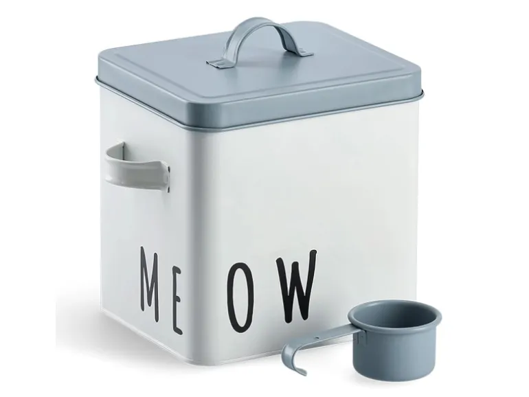Zeller Futterdose Meow Metall 21 cm x 16,2 cm x 23,4 cm Weiß