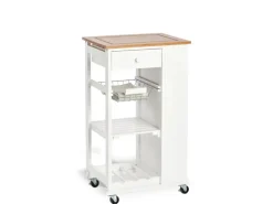 Zeller Küchenrollwagen Bambus/MDF/Metall 50 cm x 37 cm x 86,5 cm Weiß