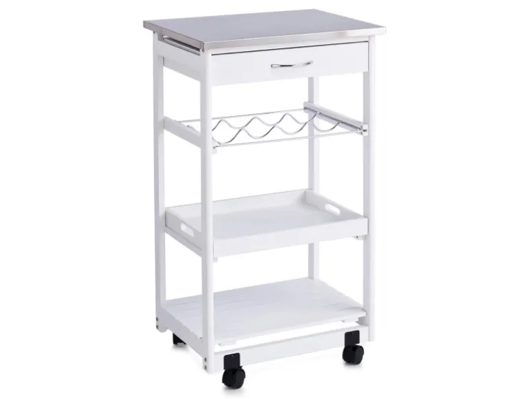 Zeller Küchenrollwagen mit Edelstahltop 82 cm x 37 cm x 47 cm Weiß