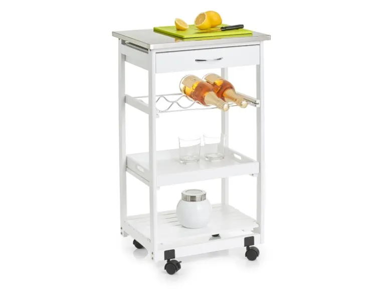 Zeller Küchenrollwagen mit Edelstahltop 82 cm x 37 cm x 47 cm Weiß