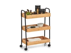 Zeller Rollwagen Bambus/Metall 70,5 cm x 28 cm x 49,5 cm Schwarz