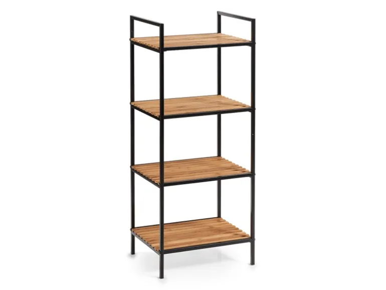 Zeller Standregal mit 4 Ablagen Bambus/Metall 95 cm x 33 cm x 39 cm Schwarz