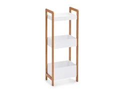 Zeller Standregal mit 3 Ablagefächern Bambus/MDF 74 cm x 22 cm x 28 cm Weiß