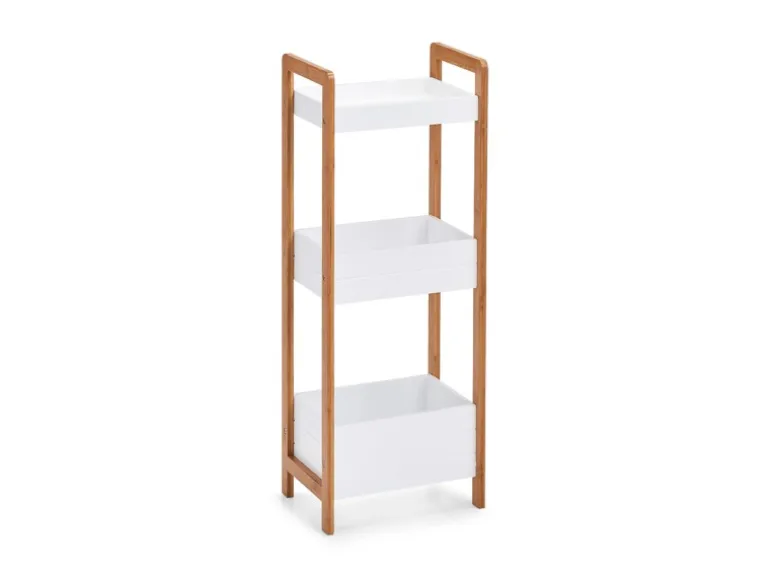 Zeller Standregal mit 3 Ablagefächern Bambus/MDF 74 cm x 22 cm x 28 cm Weiß