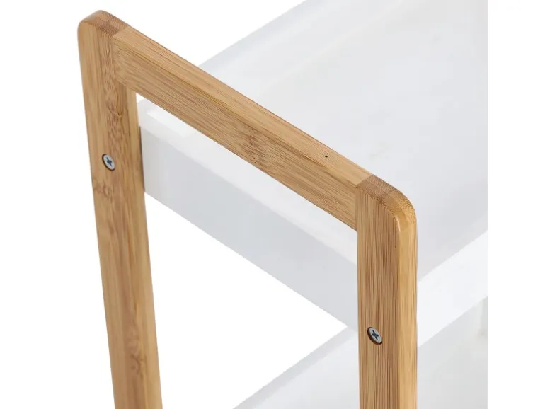 Zeller Standregal mit 3 Ablagefächern Bambus/MDF 74 cm x 22 cm x 28 cm Weiß