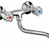 Zweigriff-Küchenarmatur Ledro Chrom Wandmontage